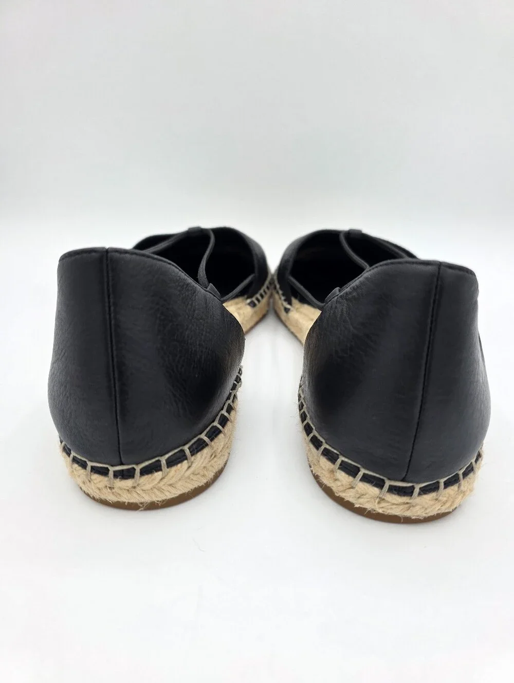 Eileen Fisher Black Leather Espadrilles Flats Size 10 Slip‎ On